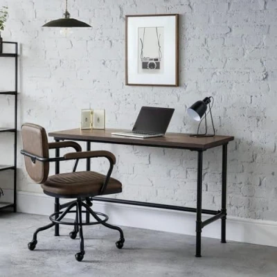 Image of Julian Bowen Carnegie Pipe Desk Mocha Elm &amp; Black Desks
