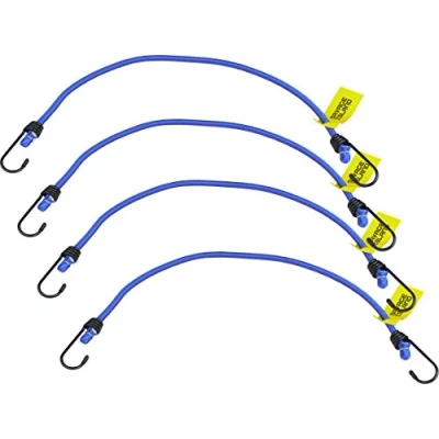 Image of 4 pack Heavy Duty Elastic Military Bungee Cords Basha Bivvy Bivi Luggage Caravan Camping 8mm Savage Island Branded (Light Blue, 24&quot;)