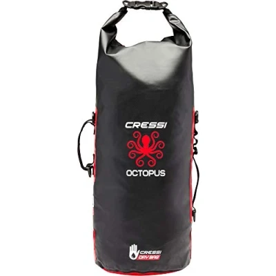 Image of Cressi Octopus Dry Backpack Multipurpose Waterproof Bag/Backpack, Black / Red, 30 L