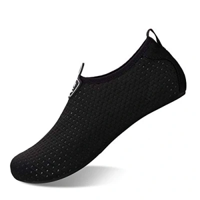 Image of Barefoot Water Shoes Aqua Spotrs Socks Quick Dry Beach Swim Snorkeling Surf Diving Pool Yoga for Mens Womens (S108 Black, 11/11.5UK)