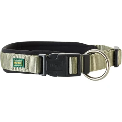 Image of HUNTER NEOPREN VARIO PLUS collar, dog nylon, padded with neoprene, 40/2,0 (S M), Olive/Black