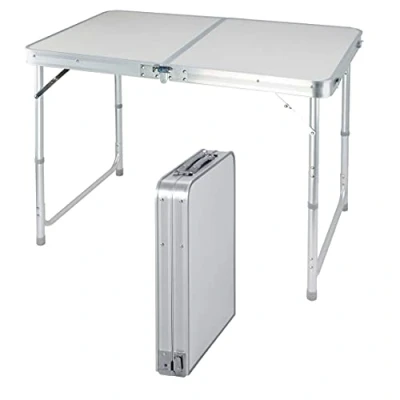 Image of YouseaHome 4FT Aluminum Folding Picnic Dining Table 120x60x70/62/55cm 3 Gear Adjustable Height Portable Camping Party Field Kitchen BBQ Garden Outdoor