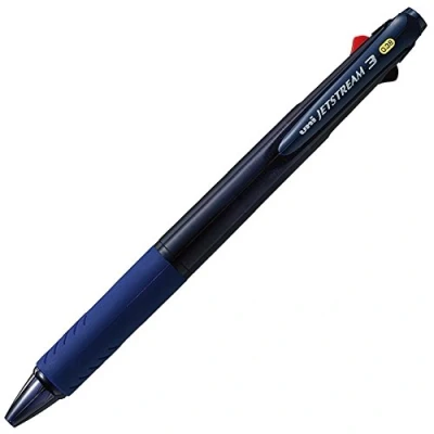 Image of Uni Ballpoint Pen Jetstream 3 Color Black, Red, Blue Ink 0.38mm, Transparent Navy (SXE340038T.9)
