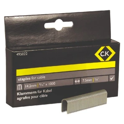 Image of C.K Cable Staples 7.5mm wide x 14.2mm deep Box of 1000