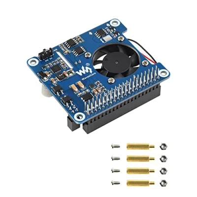Image of Power over Ethernet PoE HAT for Raspberry Pi 4B/3B+, 802.3af/at Network Standard, 5V USB A&amp;12V Header Outputs, Onboard Cooling Fan and MP8676 Buck Chip, Isolated