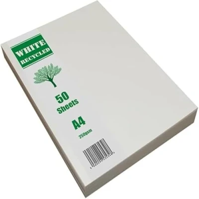 Image of Craft UK 2379 A4 White Recycled Card 250 GSM 50 Sheets, Packaging May Vary