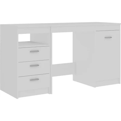 Image of vidaXL Modern Desk with Drawers and Cabinet White Engineered Wood Office for Study or Work Area 140x50x76 cm
