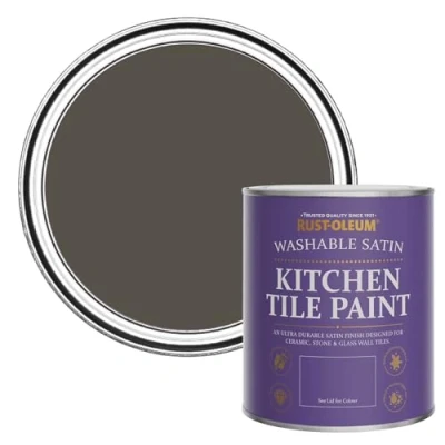 Image of Rust Oleum Brown water resistant Kitchen Tile Paint in Satin Finish Fallow 750ml