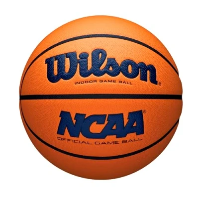 Image of WILSON NCAA Evo NXT Official Indoor Game Basketball Navy/Orange, Size 7 29.5&quot;