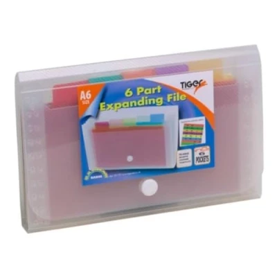 Image of Expandable file folder with 6, A6 compartments rainbow multicolour