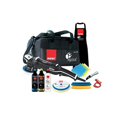 Image of Rupes Random BigFoot LHR15III/LUX R 125mm Orbital Polisher Luxurious Kit with Coarse &amp; Fine Compound Matching Pads UNO Protect Polish Sealant in Tool Bag Apron