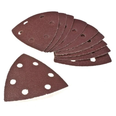 Image of Toolzone 10Pc 90mm Hook and Loop Backed Delta Triangle Sander Sandpaper Pads Sheets