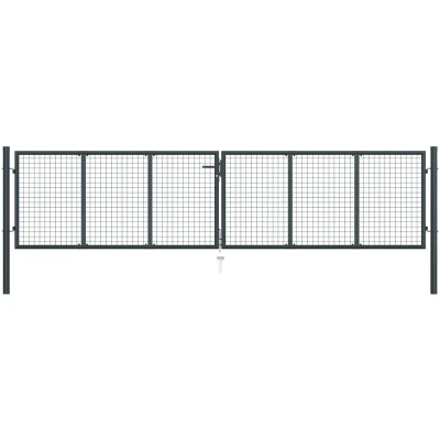 Image of vidaXL Mesh Garden Gate Galvanised Steel 400x150 cm Grey