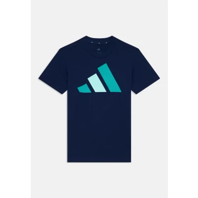 Image of adidas Unisex Kids Essentials Big Logo T Shirt, Dark Blue/Pure Teal/Halo Mint, 7 8 Years