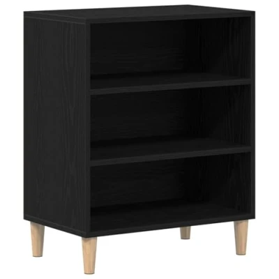 Image of vidaXL Modern Black Oak Wood Sideboard/Storage Cabinet Large Rectangular with 3 Shelves for Dining/Living Room Durable Engineered and Solid Easy Assembly, Matte Finish