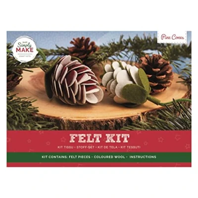 Image of Simply Make Felt Pine Cones Craft Kit Pack of 2, Christmas Accessories, Ideal for Beginner and Experienced Crafters, Great Fabric Set Gift, Adult Older Kids