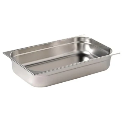 Image of Vogue Gastronorm Pan 1/1, Stainless Steel Tray, Depth: 65 mm, Capacity: 9 Litres, Hot and Cold Food Storage Container, Bain Marie Compatible, Lid Sold Separately, K903
