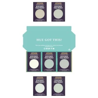 Image of Rust Oleum Kitchen Wall Tile Paint in Matt Finish Fresh Greens Tester Box