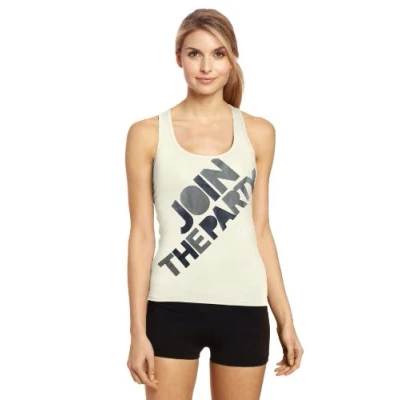 Image of Zumba Womenss round neck sleeveless T shirt Z1T00360 Beige Cotton Size Large