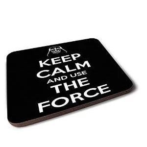 Image of Keep Calm and Use the Force 9cm Square Wooden Coaster