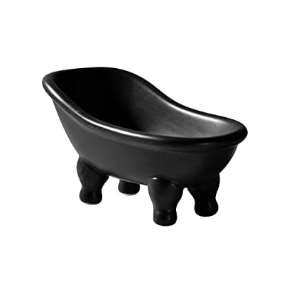 Image of Ceramic Black Clawfoot Bathtub Bar Soap Dish for Bathroom Shower Decorative Sponge Holder Tray Container bathroom, Kitchen Sink