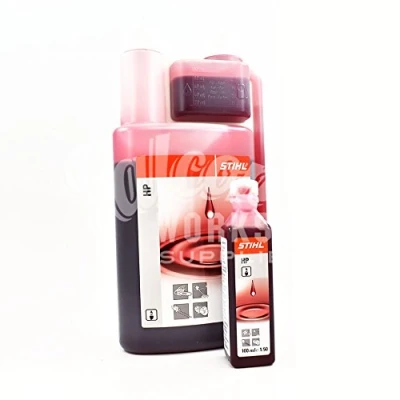Image of STIHL 2 STROKE ENGINE OIL 1 LTR METERING BOTTLE + ONE SHOT 100ml OILS LITRES