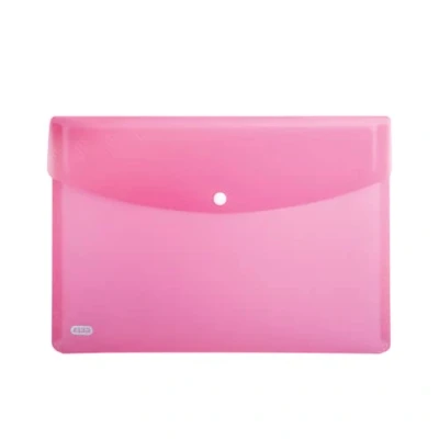 Image of Elba wallets, Urban A4, rounded corners, snap closure, pack of 5, plastic, translucent, assorted a5 Pink