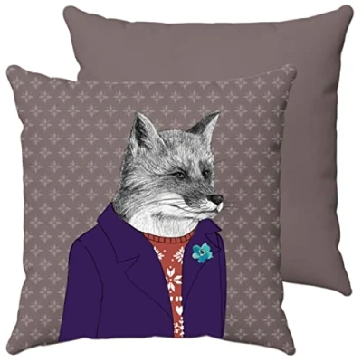 Image of Itucci After Dark Woodland Creatures Fox Cushion, Sofa Animal Cushions 45cm x 45cm, Cushion Cover,
