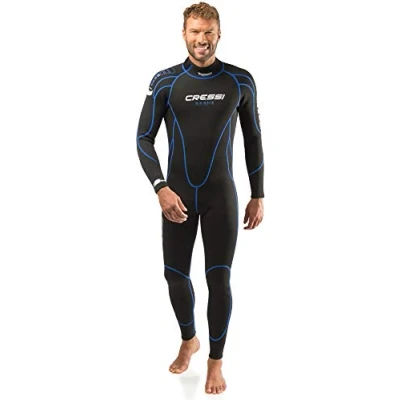 Image of Cressi Men&#039;s Maya Man Monopiece 2.5mm All In One Wetsuit Premium Neoprene High Stretch for Men s, Black Blue, XXL 6 UK