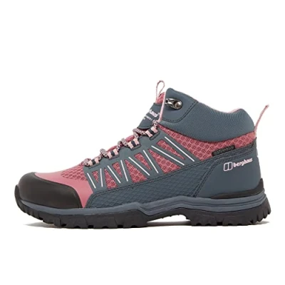 Image of Berghaus Kids’ Explorer Mid Hiking Boot with High Traction Sole, Waterproof, Breathable, Lightweight, Durable, Vegan Friendly (Pink, UK Footwear Size System, Big Kid, Numeric, Medium, 3)