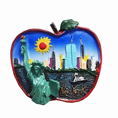 Image of Apple Shape New York USA 3D Fridge Magnet Travel Souvenir Gift Home Kitchen Decoration Magnetic Sticker, America Refrigerator Collection