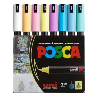Image of Posca PC1MR Extra Fine Tip Pen Soft Colors, 8 pc