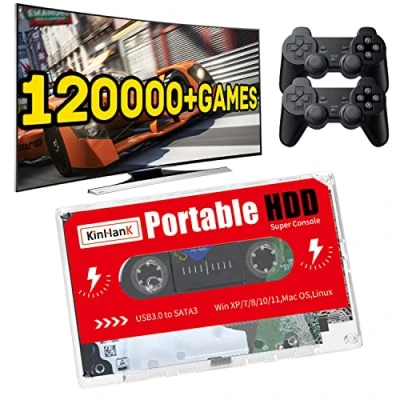 Image of Kinhank 2TB External Hard Drive,Retro Game Console with 120000+Games,Retro HDD,Batocera 33 System for Laptop/PC/Windows/Mac OS,Compatible Most Emulators,2 Controllers,USB 3.0