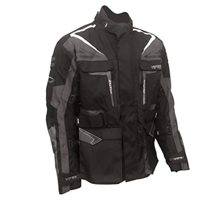 Image of ViPER Python 5 Motorbike Jacket Heavy Duty Cordura Waterproof Motorcycle CE Armoured Winter Thermal Protective Biker Men Textile Summer Jackets for (Black/Grey,L)