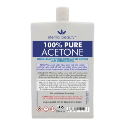 Image of Acetone 100% Pure 250ML Gel Nail Polish Remover for UV/LED, Soak Off, Removes All Types of Polish, By Eternal Beauty