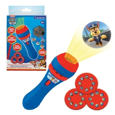 Image of Lexibook LTC050PA, Paw Patrol helper on four paws flashlight and projector with 3 lenses, 24 pictures, create your own stories,White,Medium