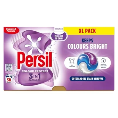 Image of Persil Colour Protect 3 in 1 Washing Capsules keeps colours bright for outstanding stain removal quick &amp; cold washes 108 (3x 36)