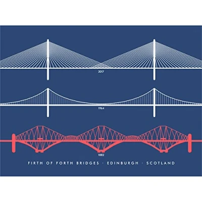 Image of Wee Blue Coo Firth Forth Bridges Edinburgh Scotland Queensferry Canvas Art Print