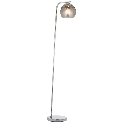 Image of Dimple Complete Floor Lamp, Chrome Plate, Smoked Mirror Glass