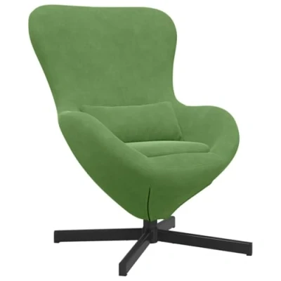 Image of vidaXL Ergonomic Swivel Light Green Armchair for Living Room or Bedroom Comfortable Fabric Chair Read and Play Modern Design with Durable Metal Frame Straight Seat