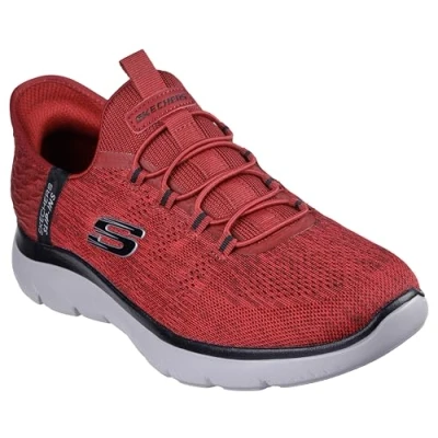 Image of Skechers Men&#039;s Summits Key Pace Hands Free Slip in Loafer, Red/Black, 8 UK