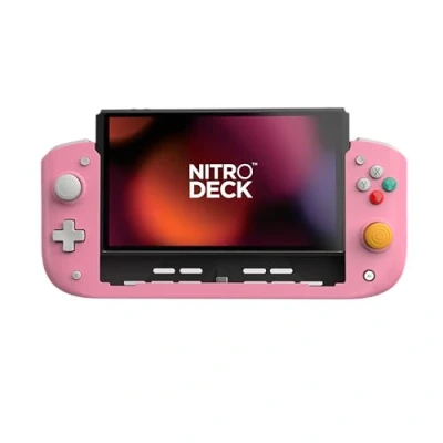Image of CRKD Nitro Deck Professional Handheld Controller with Zero Stick Drift for Nintendo Switch and OLED (Retro Pink Nostalgia Collection)