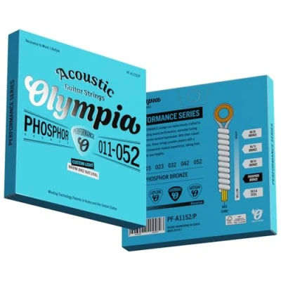 Image of 2 Sets of Olympia Performance Acoustic Guitar Strings 11 52 Gauge, Phosphor Bronze Wound Premium for Superior Tone &amp; Durability