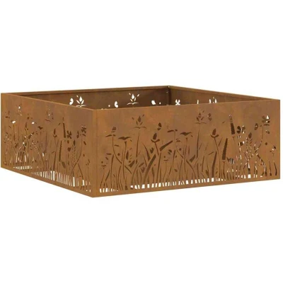 Image of vidaXL Fire Pit Square 80x80x30 cm Weathering Steel