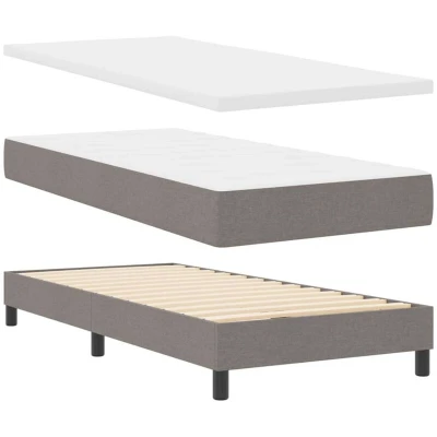 Image of Box Spring Bed with Mattress Taupe, 80x200 cm, Fabric vidaXL