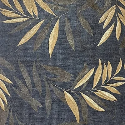 Image of Arthouse Luxury Leaf Navy Champagne Wallpaper 299301 Heavyweight Vinyl