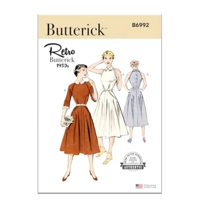 Image of BUTTERICK Paper Pattern B6992R5 Misses&#039; Dress with Sleeve Variations R5 (14 16 18 20 22)