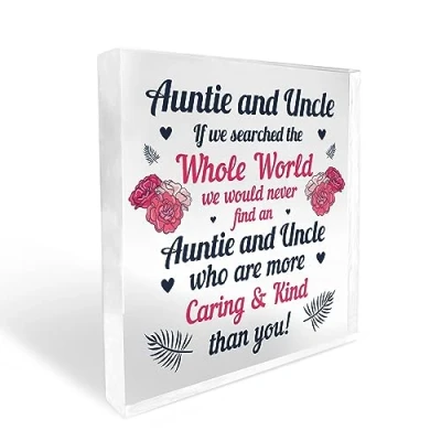 Image of Red Ocean Keepsake Gift For Auntie And Uncle Birthday From Niece Nephew Family Plaque Home Decor Sign