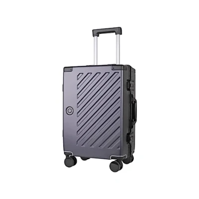 Image of 100% Polycarbonate Zipperless Small Suitcase, Hardshell Carry On Luggage with Double TSA Locks and 4 Wheels, Aluminium Alloy Handle, Flight Case for Travel in Dark Grey