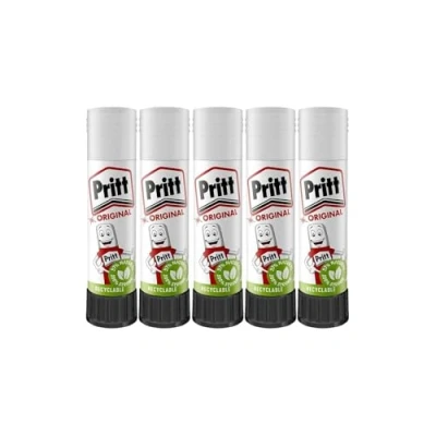 Image of ZYBUX Pritt Glue Sticks (5 Pack, 11g Each) 90% Natural, Strong Hold, Child Friendly Adhesive for Home, School, Office, and Crafts